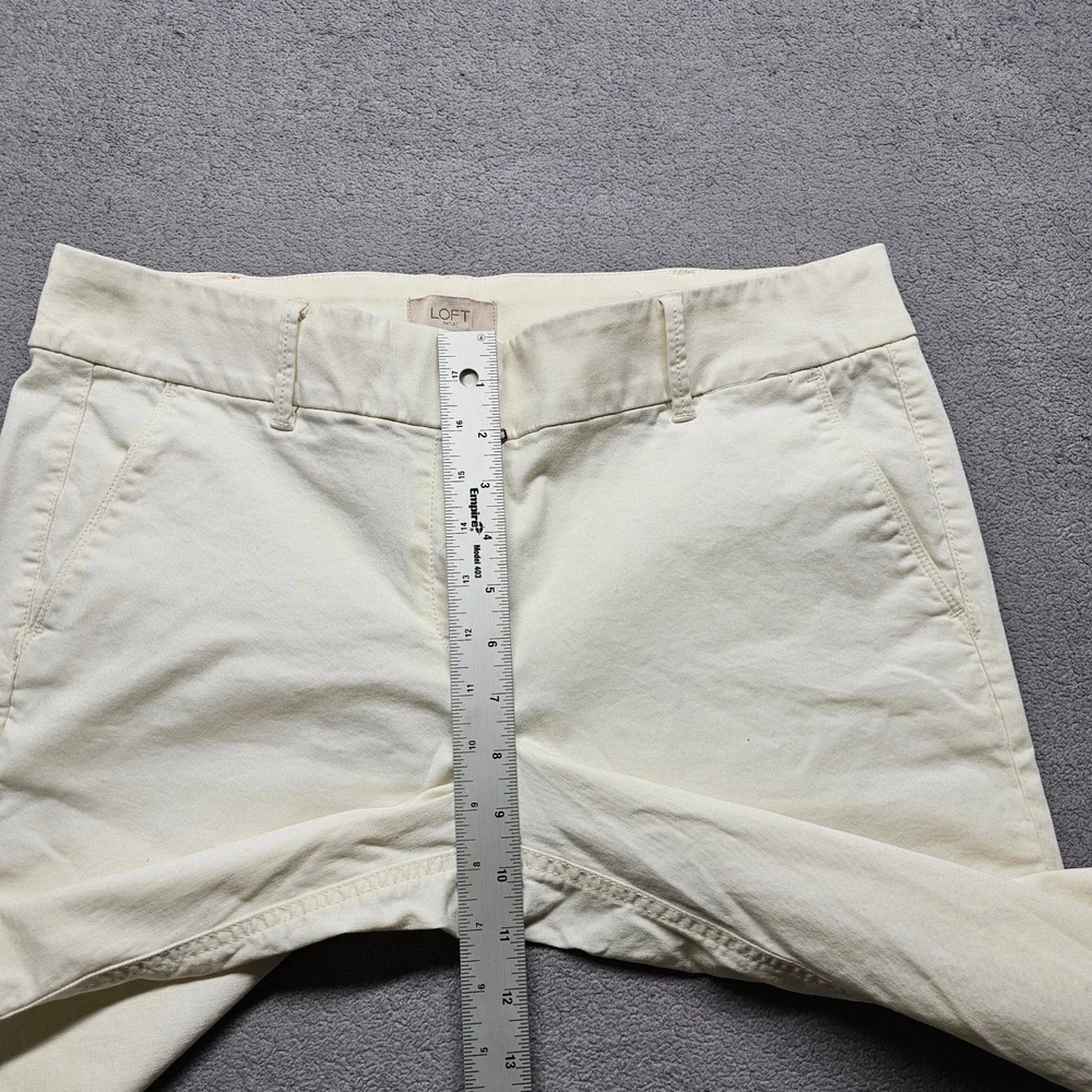 Loft‎ Outlet Womens Size 12 Cream Bermuda Chino Shorts Off White Cotton Spandex